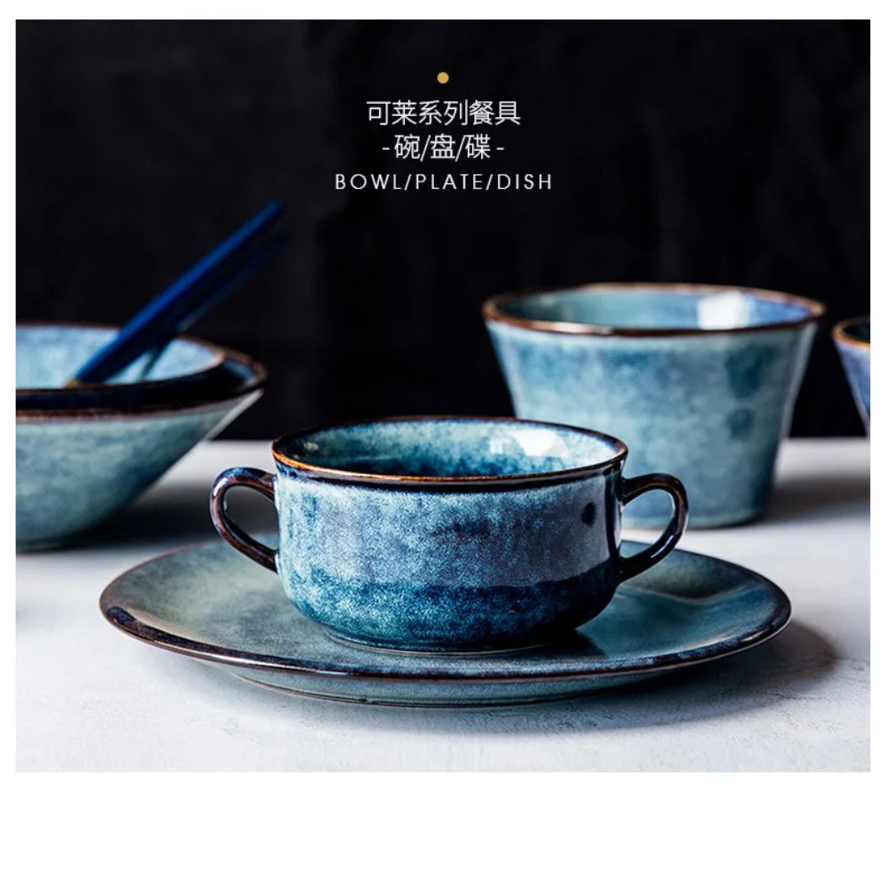 Dim Sum Basket - 中国風レトロ陶器食器（取っ手付き）- デザートボウル、サラダボウル、ディナープレート、家庭用麺鉢