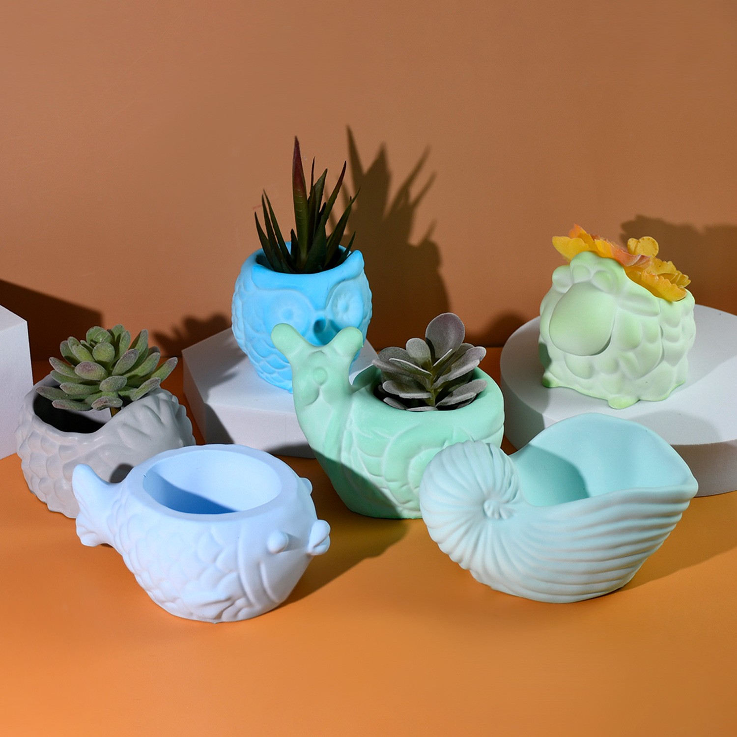 3D 動物植木鉢シリコーン型 DIY カタツムリフクロウ巻貝 - Potsticker Mold のレビューと価格