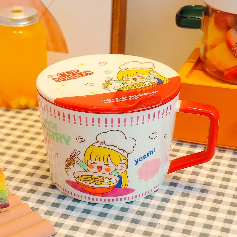 漫画風インスタントラーメンボウル 蓋付き 950ml サラダ - Dim Sum Basket のレビューと価格
