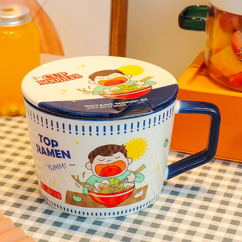 漫画風インスタントラーメンボウル 蓋付き 950ml サラダ - Dim Sum Basket のレビューと価格