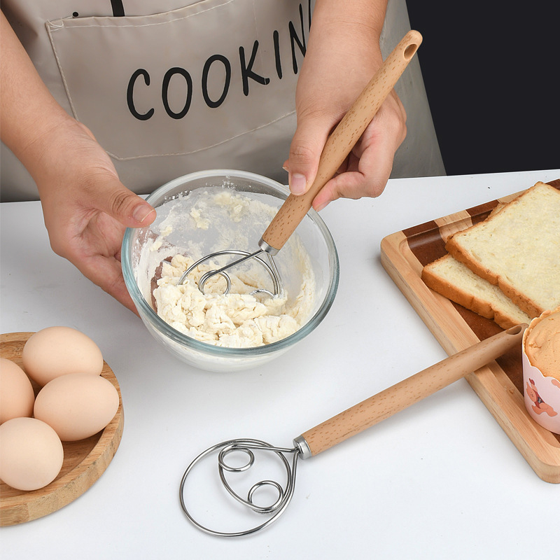 10インチのステンレス製生地泡立て器、木製ハンドル付き、ベー - Danish Pancake Pan のレビューと価格