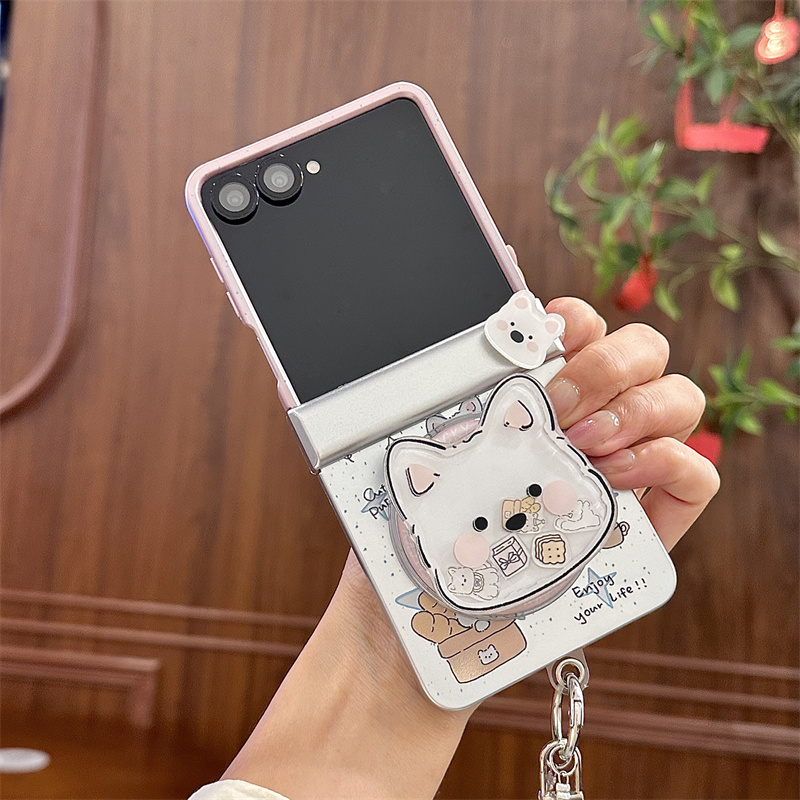 かわいい漫画の子犬柄マグネット式スマホケース、Samsung - Taco Stand Holder のレビューと価格