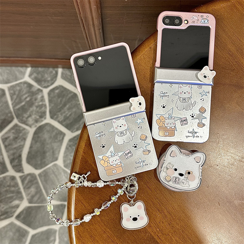 かわいい漫画の子犬柄マグネット式スマホケース、Samsung - Taco Stand Holder のレビューと価格