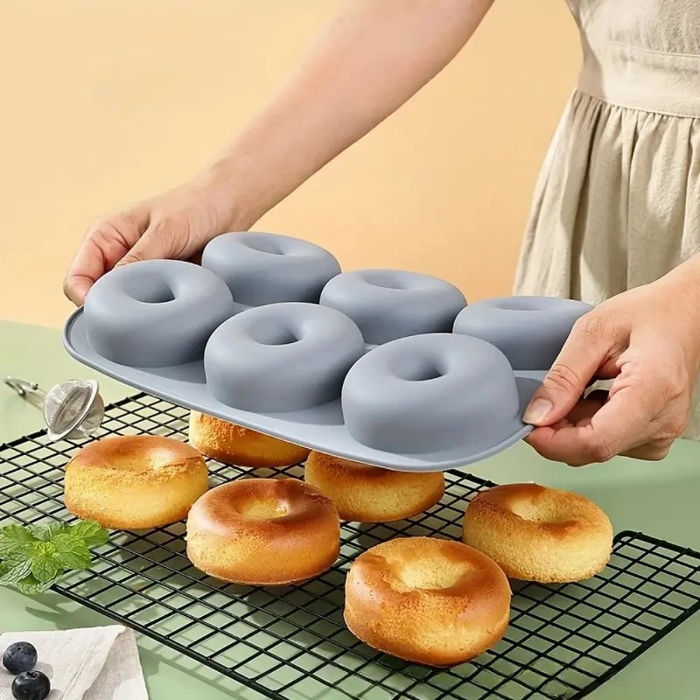 6穴ベーキングモールド食品グレードシリコーンノンスティックド - Donut Mold Silicone のレビューと価格