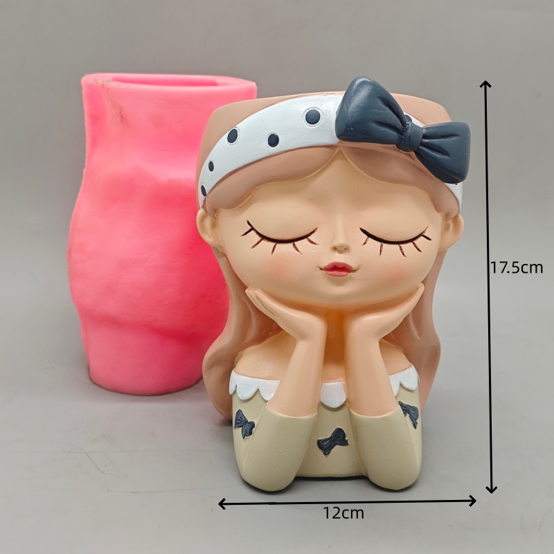 シリコンモールドかわいいリボンガール植木鉢北欧スタイルDIY - Potsticker Mold のレビューと価格