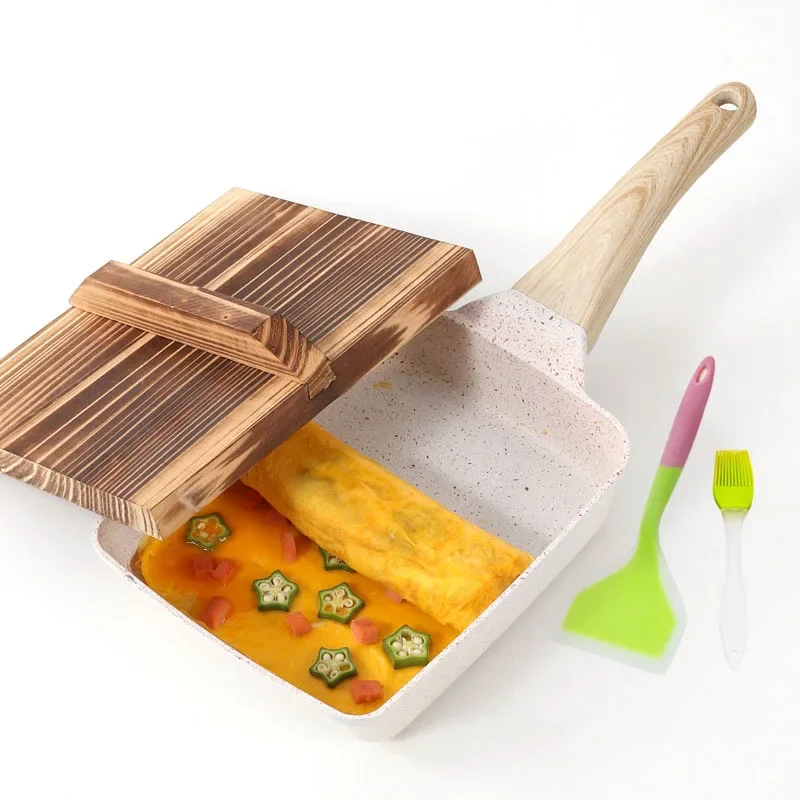 焦げ付き防止和紙エレットパン、木製カバー付き、揚げ物フライパ - Egg Waffle Pan のレビューと価格