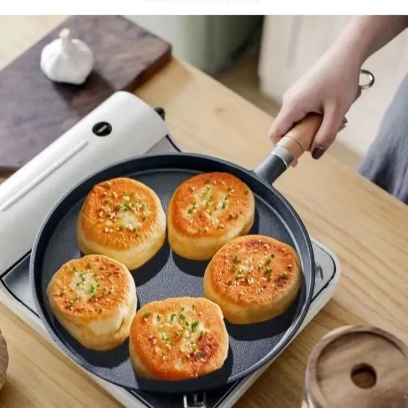 20cm 鋳鉄製フライパン 木製ハンドル付き – 無塗装プレ - Egg Waffle Pan のレビューと価格